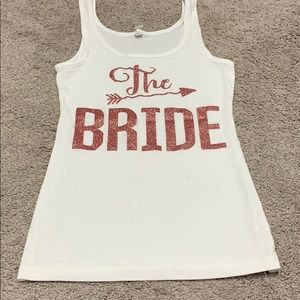 The Bride tank top rose gold writing!